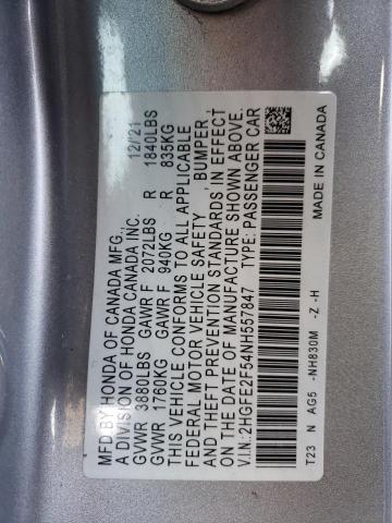 2HGFE2F54NH557847 Honda Civic Sport