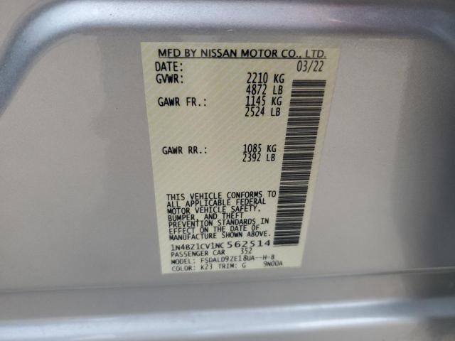 1N4BZ1CV1NC562514 Nissan Leaf Sv Plus