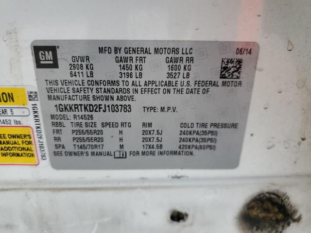 1GKKRTKD2FJ103783 GMC Acadia Denali