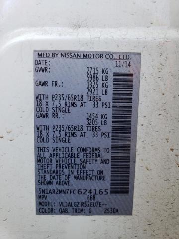 5N1AR2MN7FC624165 Nissan Pathfinder S