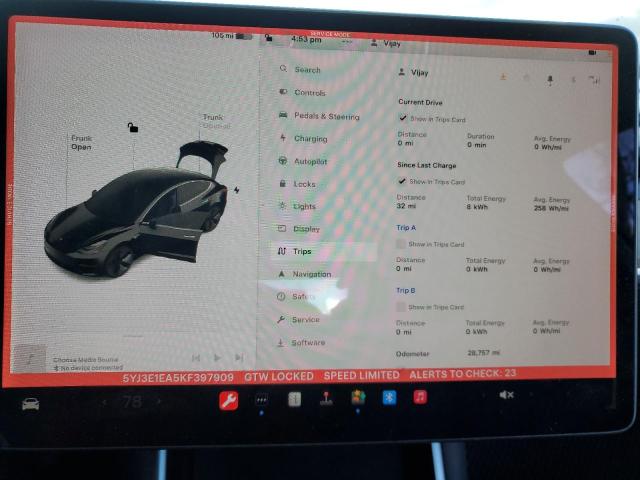 5YJ3E1EA5KF397909 Tesla MODEL 3