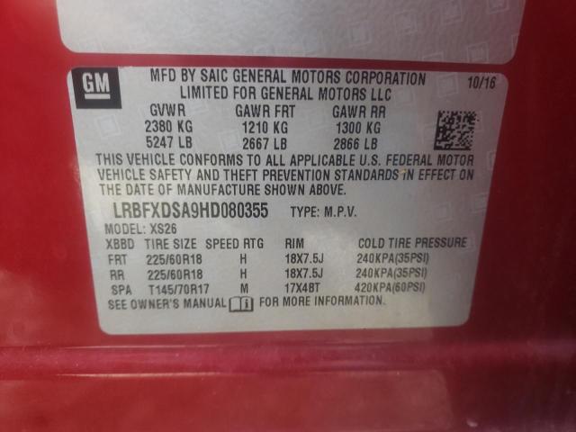 LRBFXDSA9HD080355 Buick Envision Essence