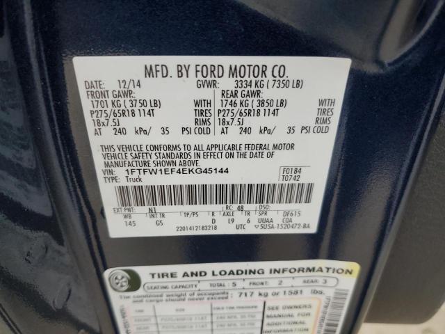 1FTFW1EF4EKG45144 Ford F150 Supercrew