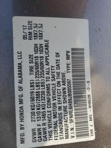5FNRL6H89JB005597 Honda Odyssey Touring