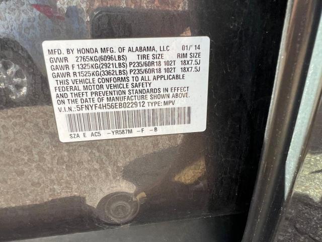 5FNYF4H56EB022912 Honda PILOT EXL