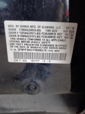 5FNYF3H51FB006578 Honda PILOT EXL