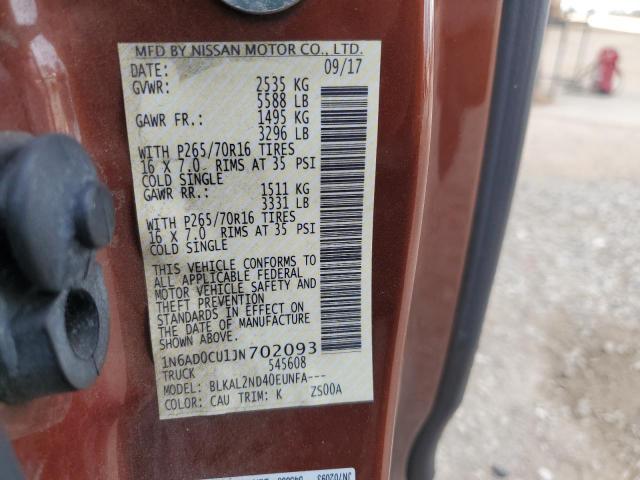 1N6AD0CU1JN702093 Nissan Frontier Sv