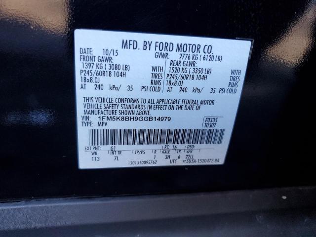 1FM5K8BH9GGB14979 Ford EXPLORER