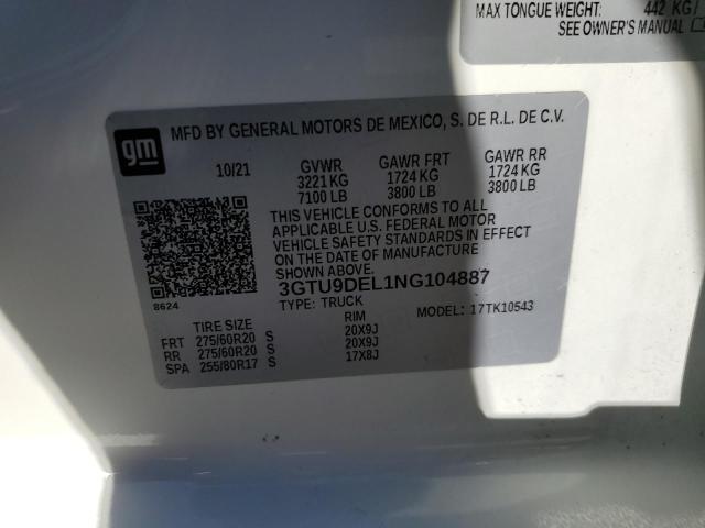 3GTU9DEL1NG104887 GMC Sierra Limited K1500 Slt