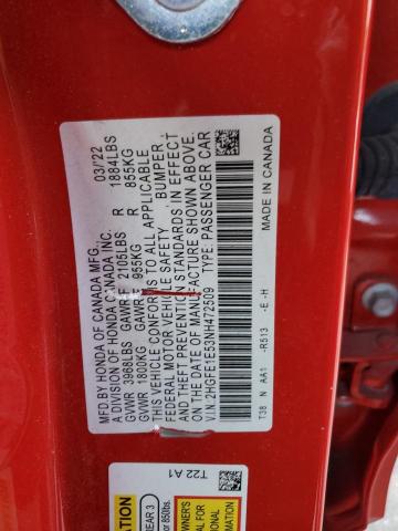 2HGFE1E53NH472509 Honda CIVIC SI