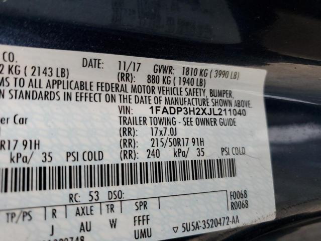 1FADP3H2XJL211040 Ford FOCUS SEL