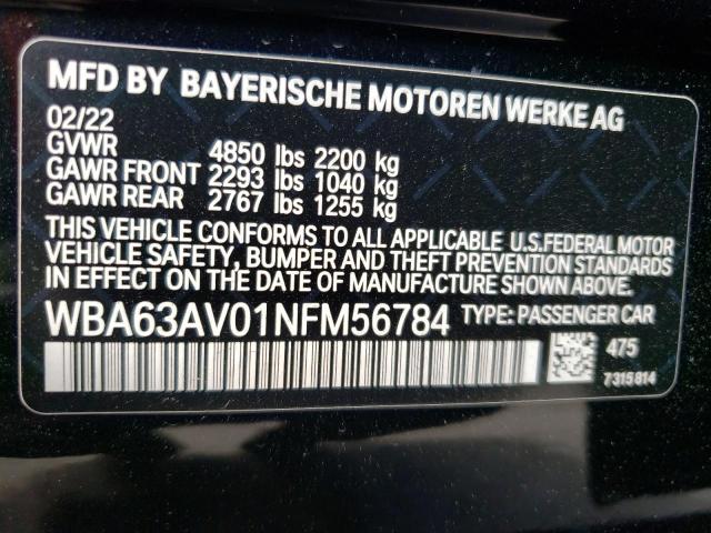 WBA63AV01NFM56784 BMW 430i Gran Coupe