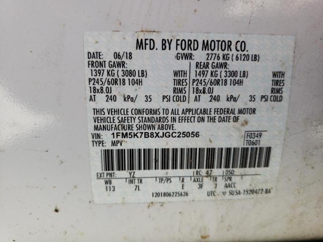 1FM5K7B8XJGC25056 Ford Explorer