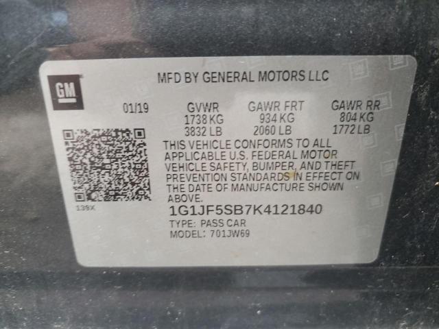 1G1JF5SB7K4121840 Chevrolet Sonic Premier