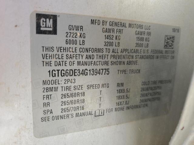 1GTG6DE34G1394775 GMC CANYON SLT