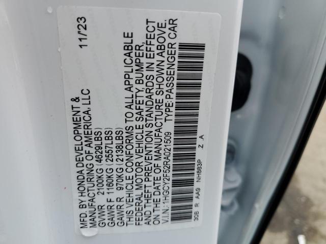 1HGCY2F52RA021509 Honda Accord Hybrid Sport