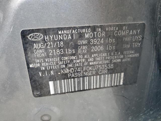 Auction sale of the 2019 Hyundai Elantra Se , vin: KMHD74LF0KU753538, lot number: 141328584