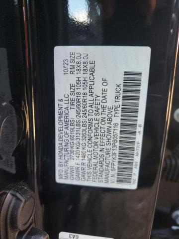 5FPYK3F13PB057116 Honda Ridgeline Sport