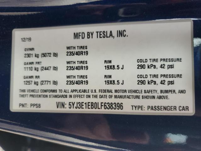 5YJ3E1EB0LF638396 Tesla MODEL 3