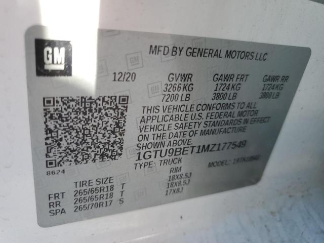 1GTU9BET1MZ177549 GMC Sierra K1500 Sle