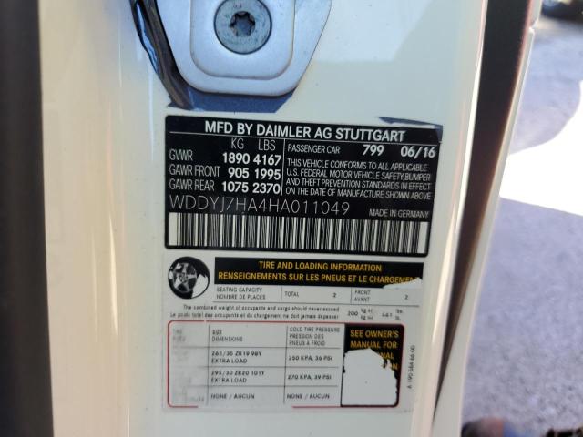 WDDYJ7HA4HA011049 Mercedes-Benz AMG GT