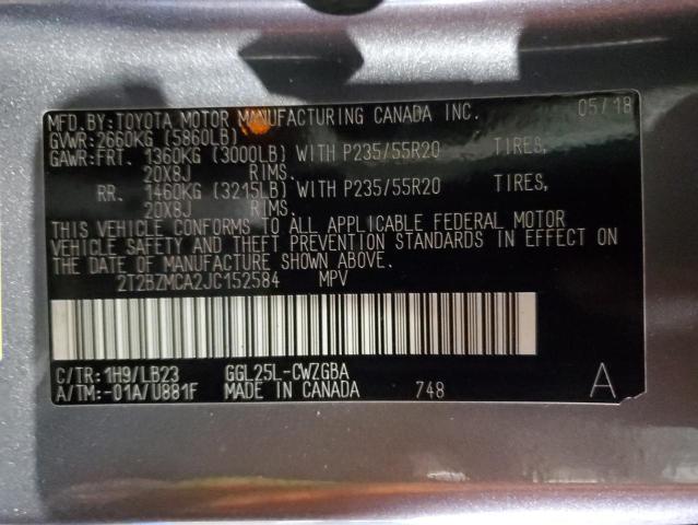 2T2BZMCA2JC152584 Lexus Rx 350 Base
