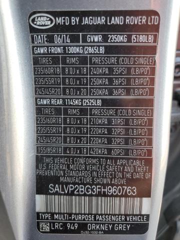 SALVP2BG3FH960763 Land Rover Range Rover Evoque Pure Plus