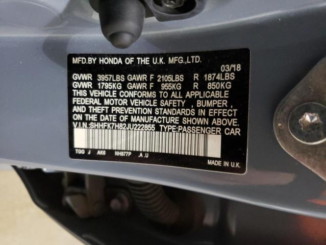 SHHFK7H82JU222855 Honda CIVIC EXL