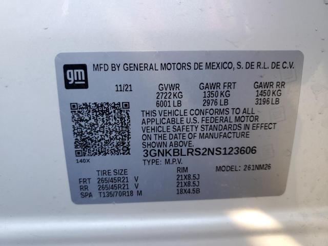 3GNKBLRS2NS123606 Chevrolet Blazer Premier