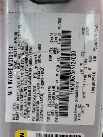 1FA6P0G75F5127000 Ford FUSION S