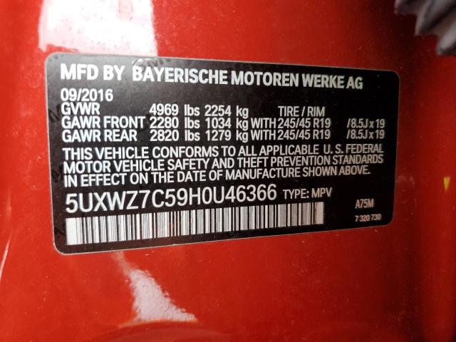 5UXWZ7C59H0U46366 BMW X3 Sdrive28i