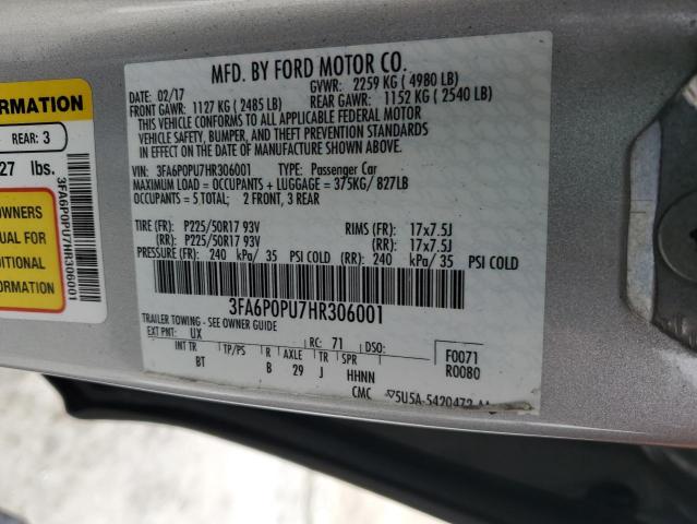 3FA6P0PU7HR306001 Ford Fusion Se Phev