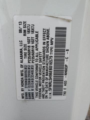 5FNRL5H96EB016579 Honda Odyssey Touring