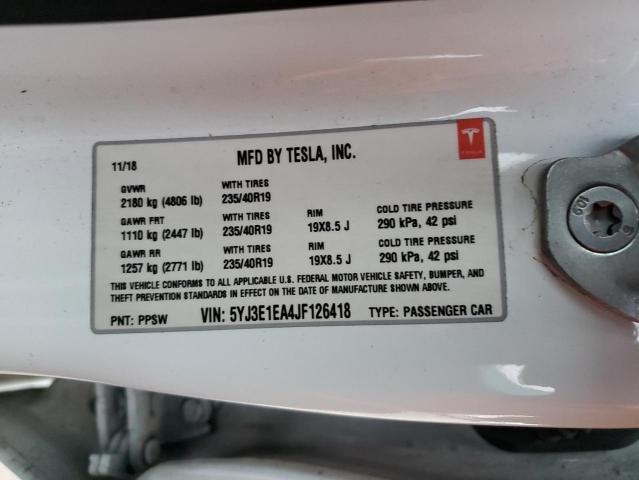 5YJ3E1EA4JF126418 Tesla MODEL 3