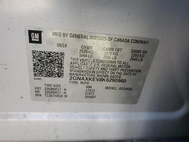 2GNAXKEV8K6290960 Chevrolet EQUINOX LT