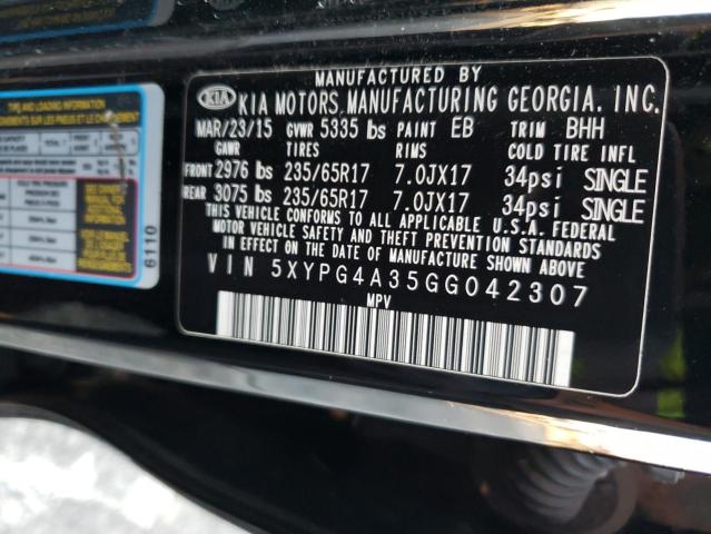 5XYPG4A35GG042307 KIA SORENTO LX