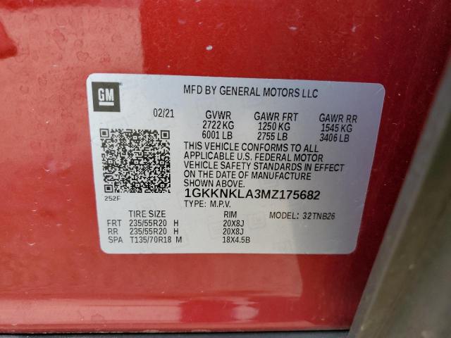 1GKKNKLA3MZ175682 GMC ACADIA SLE