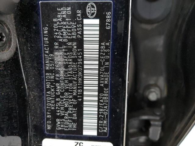4T1B11HK9KU796451 Toyota CAMRY L
