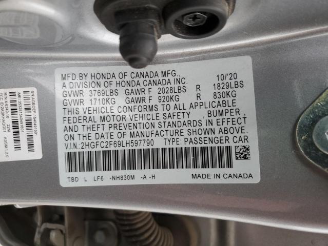 2HGFC2F69LH597790 Honda Civic Lx