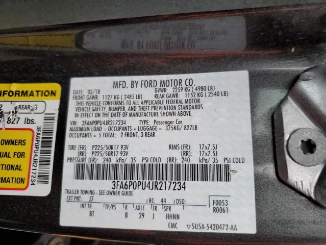3FA6P0PU4JR217234 Ford Fusion Se Phev