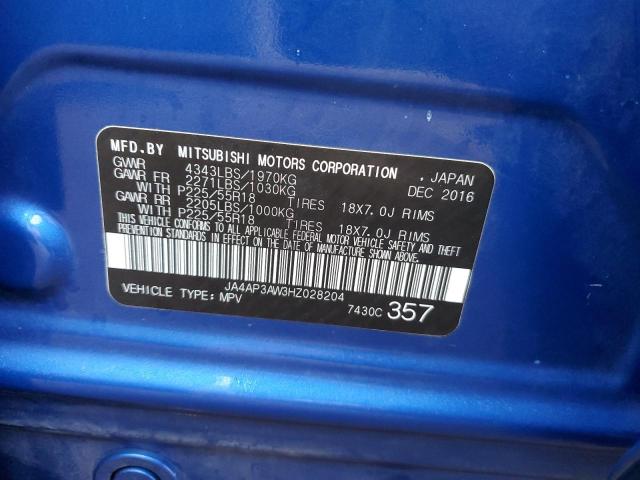 JA4AP3AW3HZ028204 Mitsubishi Outlander Sport Es
