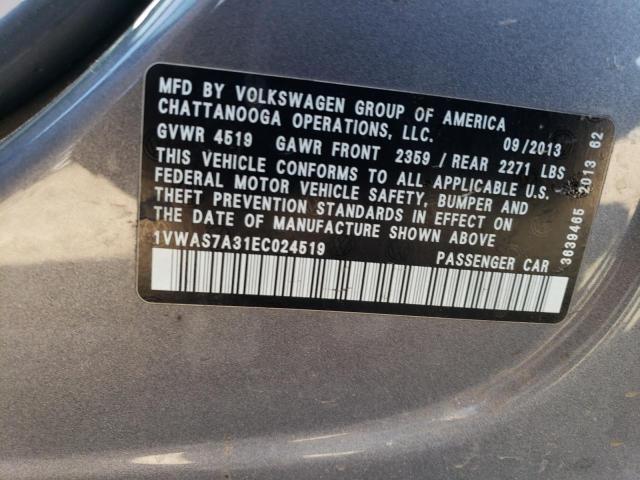 1VWAS7A31EC024519 Volkswagen PASSAT S