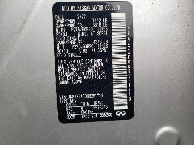 JN8AZ2AE0N9291719 Infiniti QX80 LUXE
