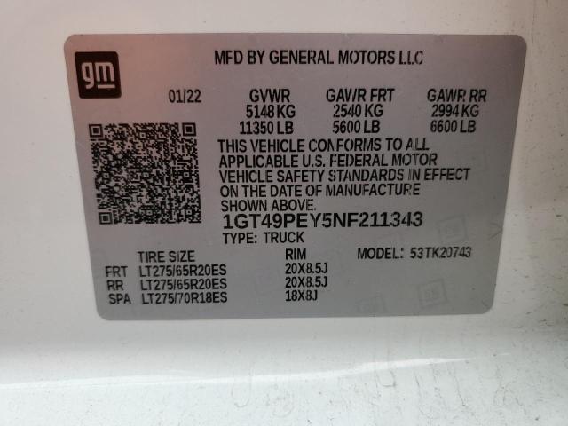 1GT49PEY5NF211343 GMC Sierra K2500 At4