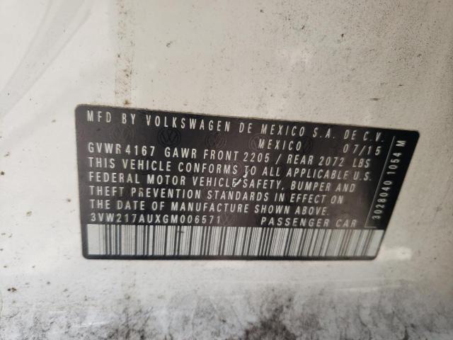 3VW217AUXGM006571 Volkswagen GOLF S/SE