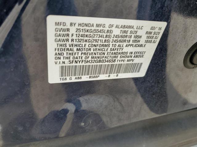 5FNYF5H32GB034658 Honda Pilot Ex