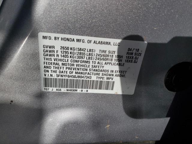 5FNYF6H50JB047343 Honda PILOT EXL