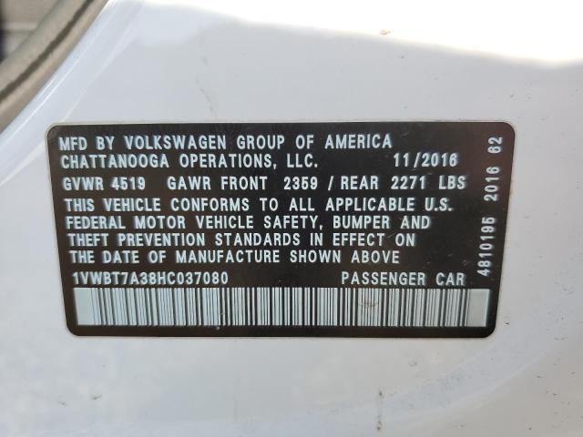 1VWBT7A38HC037080 Volkswagen PASSAT SE
