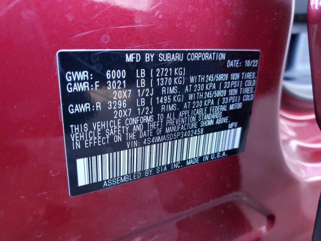4S4WMASD5P3402458 Subaru Ascent Limited