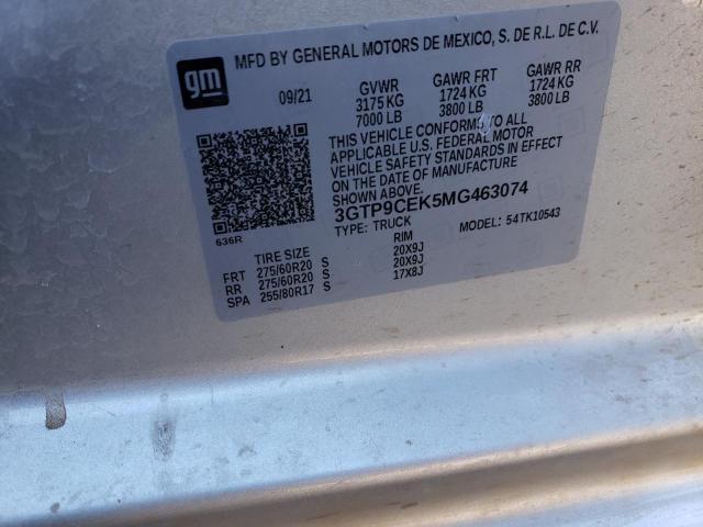 3GTP9CEK5MG463074 GMC Sierra K1500 Elevation
